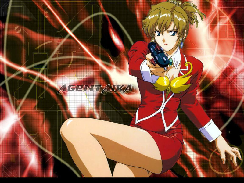 Anime Woman Holding Gun — Red
