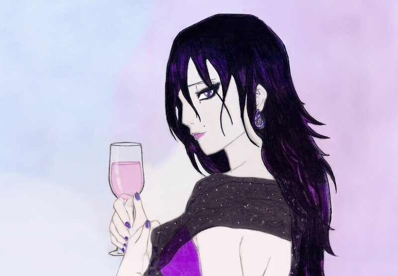 Anime Woman Holding Wine