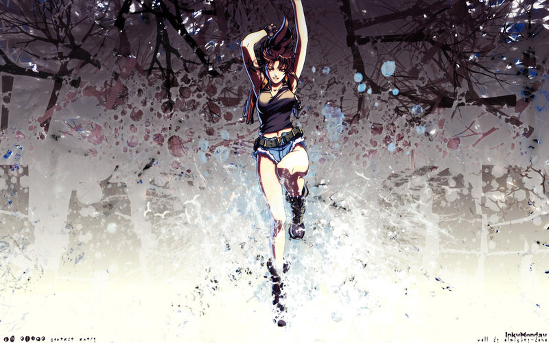 Anime Woman in Action — Black, Dynamic