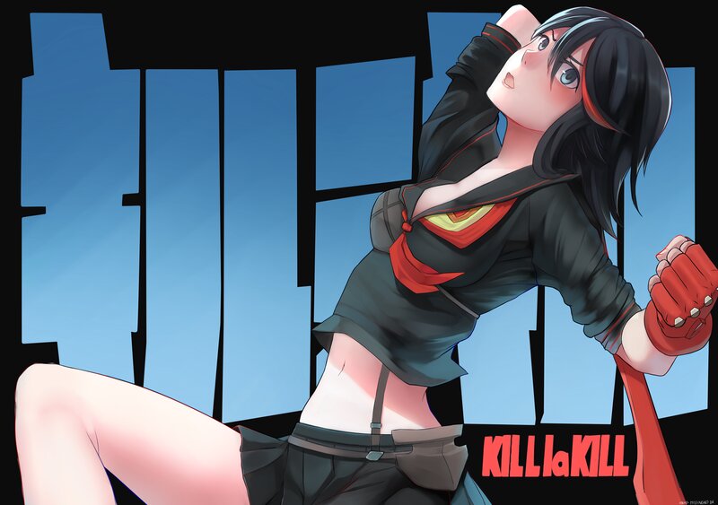 Anime Woman in Action Pose — Blue