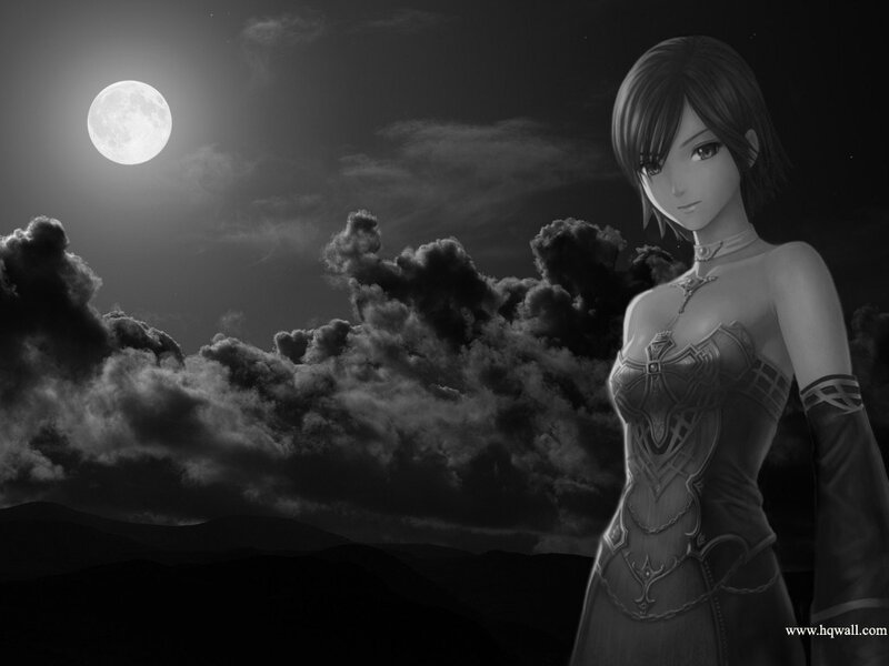 Anime Woman in Armor — Black, Dramatic