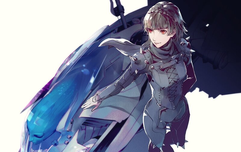 Anime Woman in Armor — Gray, Dramatic