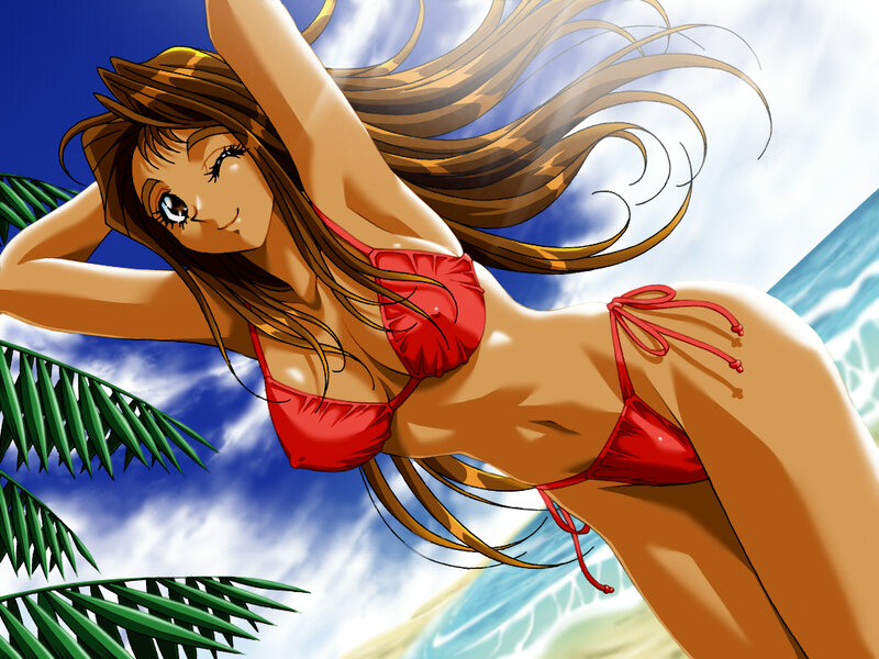Anime Woman in Bikini — Red, Relaxed