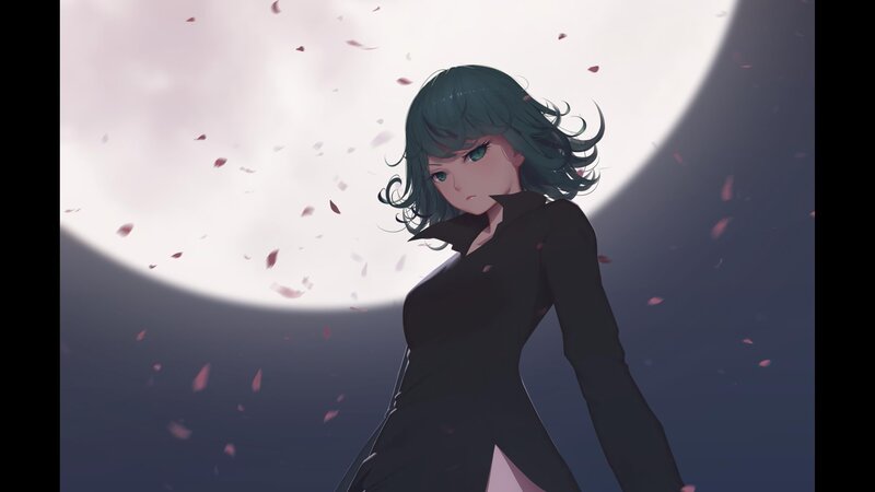 Anime Woman in Black Coat — Dramatic