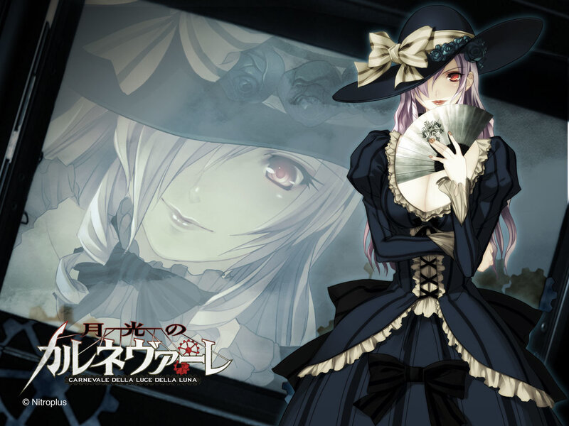 Anime Woman in Black Dress — Dramatic, Night