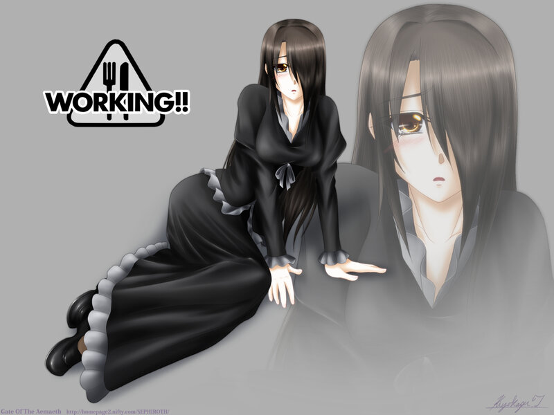 Anime Woman in Black Dress — Gray, Neutral