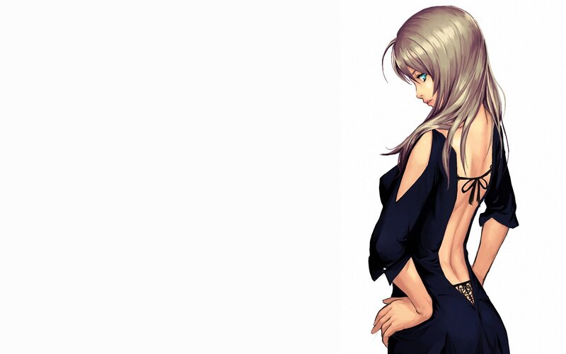 Anime Woman in Black Dress — Neutral, Digital Art