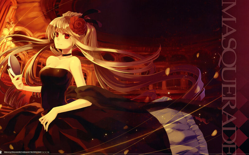 Anime Woman in Black Dress — Red, Dramatic