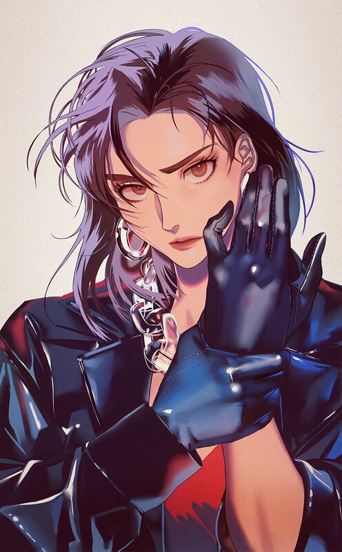 Anime Woman in Black Jacket