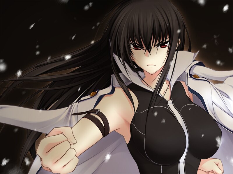 Anime Woman in Black Outfit — Dramatic