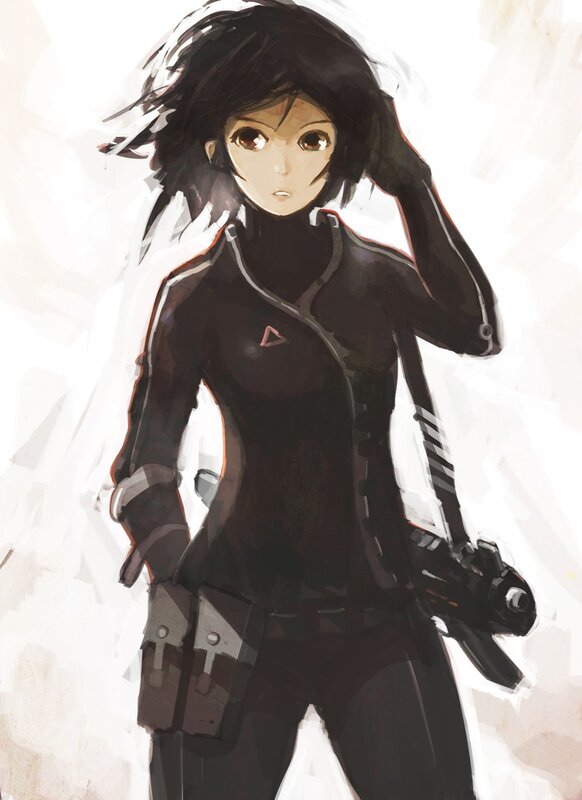 Anime Woman in Black Suit — Serious