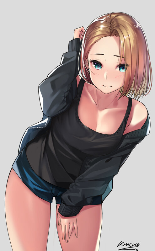 Anime Woman in Black Top — Neutral