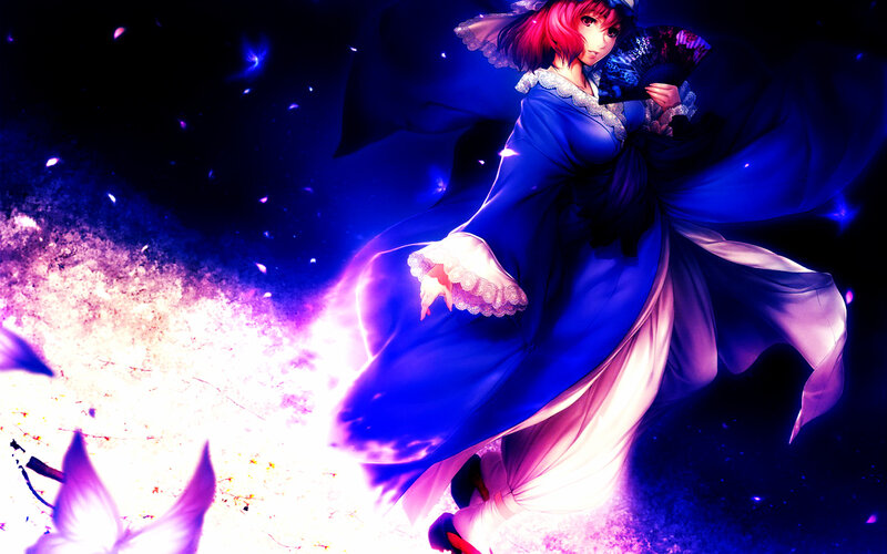 Anime Woman in Blue Dress — Dramatic, Night, Digital Art