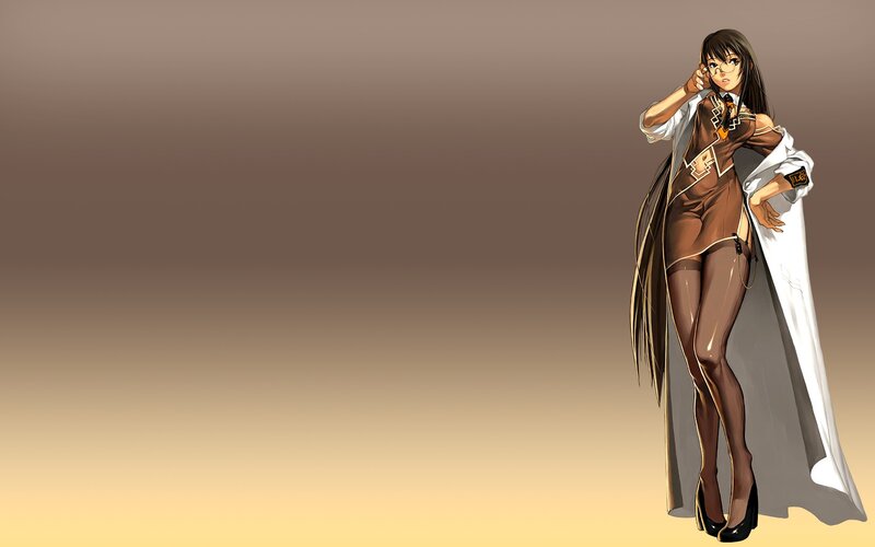 anime woman in brown outfit