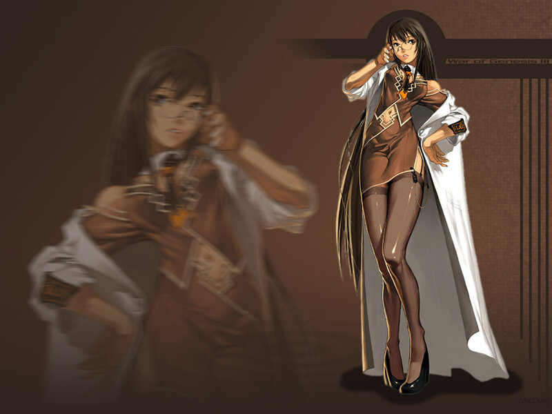 Anime Woman in Brown Outfit — Dramatic
