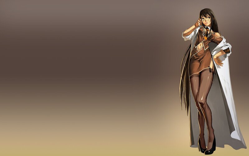 anime woman in brown outfit