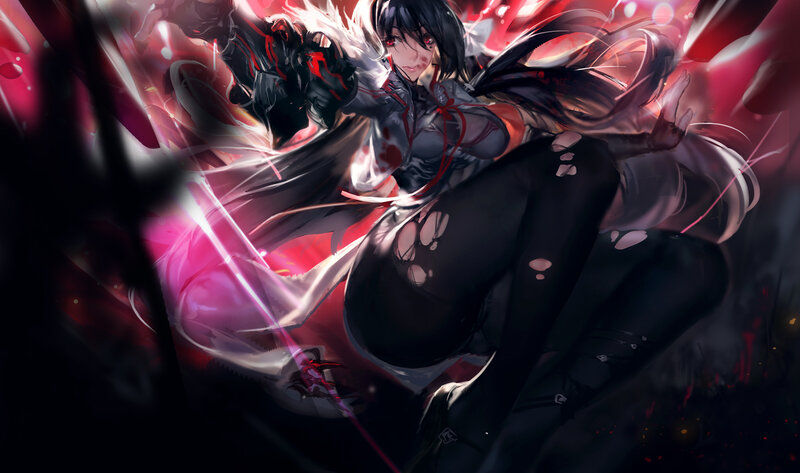 Anime Woman in Combat — Black