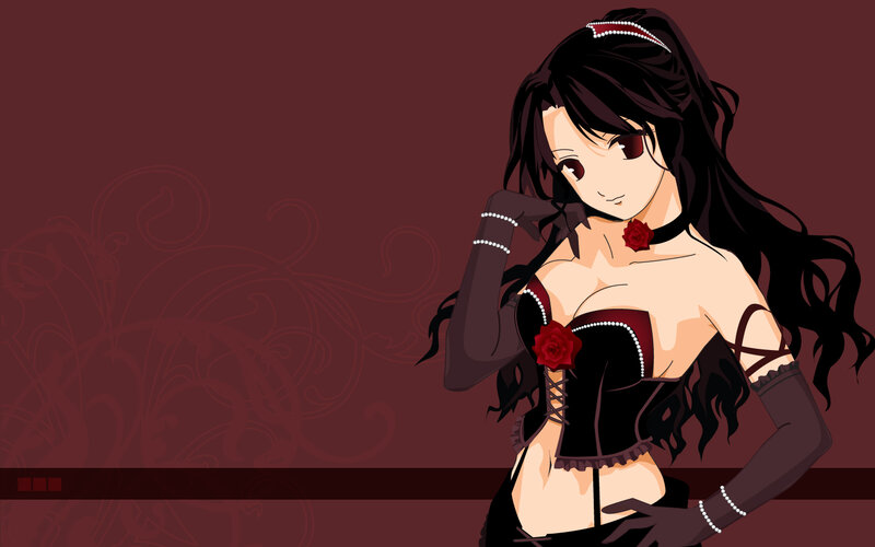 anime woman in corset
