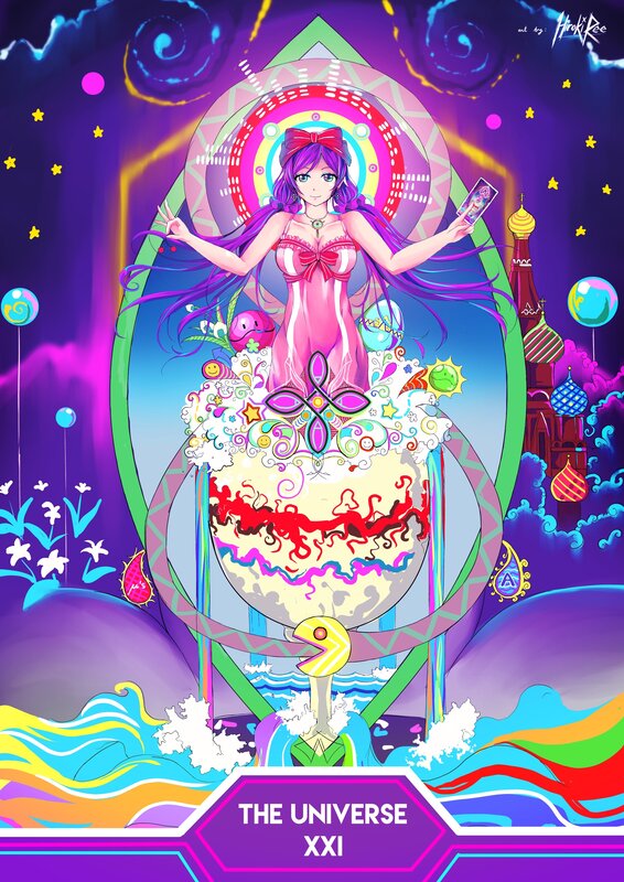Anime Woman in Cosmic Scene