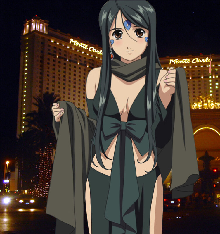 Anime Woman in Dress — Black, Dramatic, Night