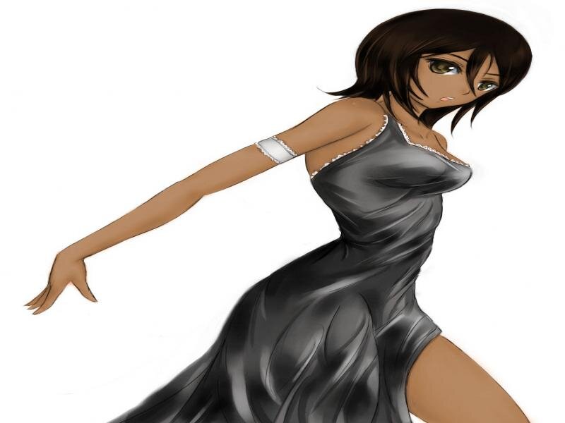 Anime Woman in Dress — Black, Dynamic