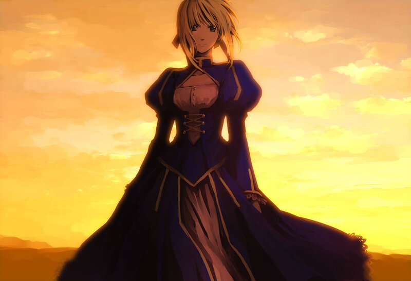 Anime Woman in Dress — Orange, Dramatic