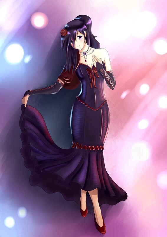 Anime Woman in Dress — Purple, Dramatic