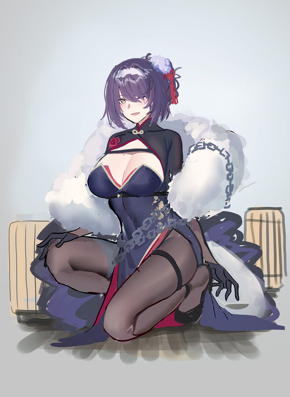 Anime Woman in Dress — Purple, Seductive