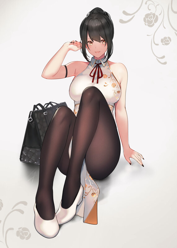 Anime Woman in Dress — White, Calm, Digital Art