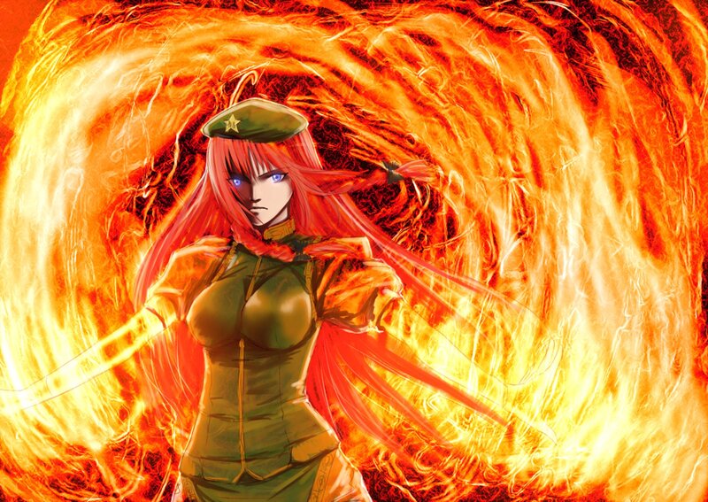 Anime Woman in Fire