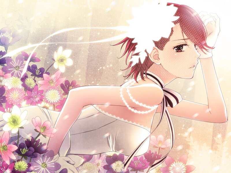 Anime Woman in Flowers — Pink