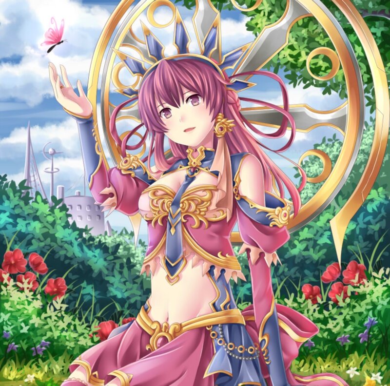 Anime Woman in Garden — Pink