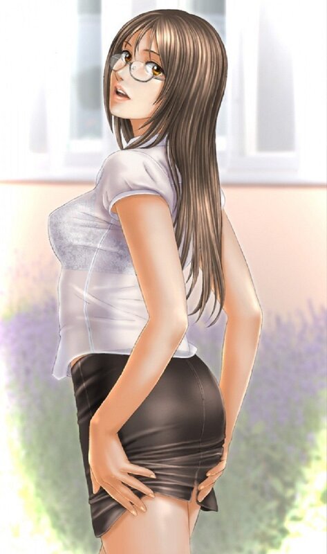 anime woman in glasses
