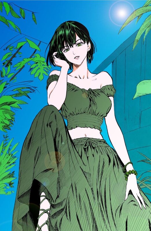 Anime Woman in Green Dress — Serene, Afternoon