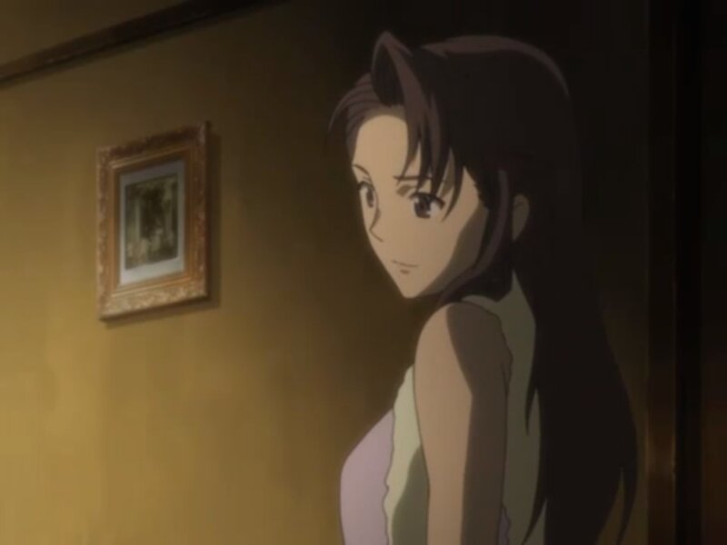 Anime Woman in Hallway — Brown