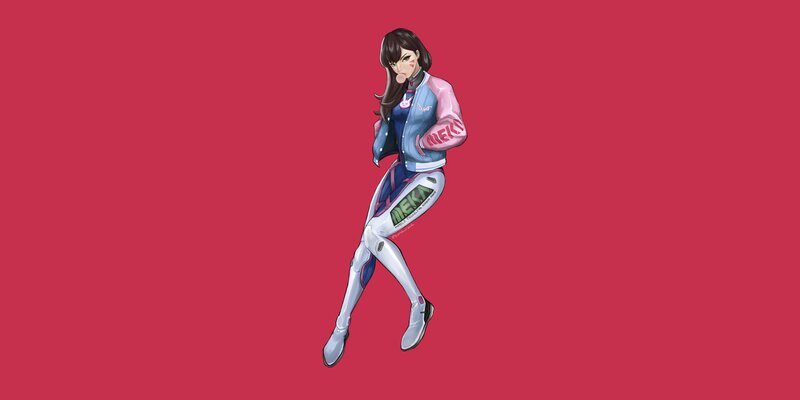 Anime Woman in Jacket — Red
