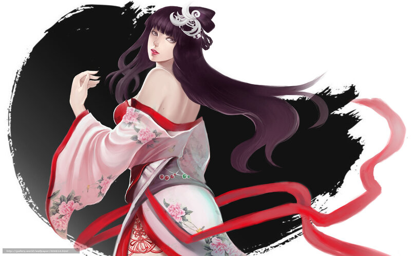 anime woman in kimono