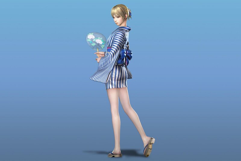 Anime Woman in Kimono — Blue, Calm, 3d Render