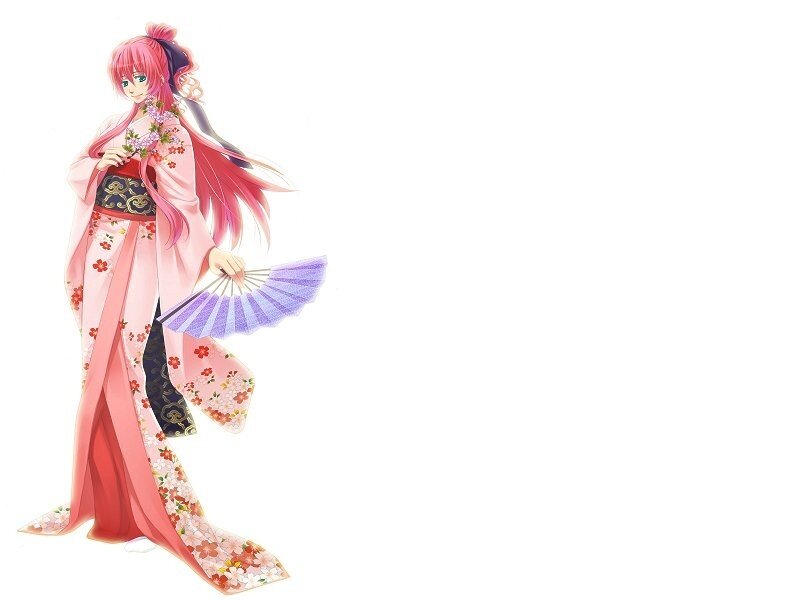 Anime Woman in Kimono — Pink