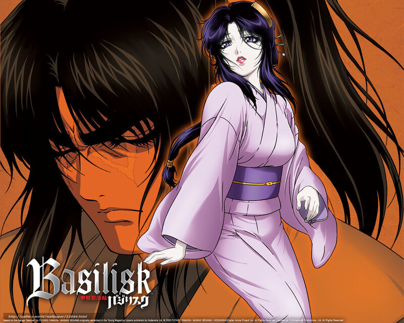 Anime Woman in Kimono — Purple, Dramatic, Man