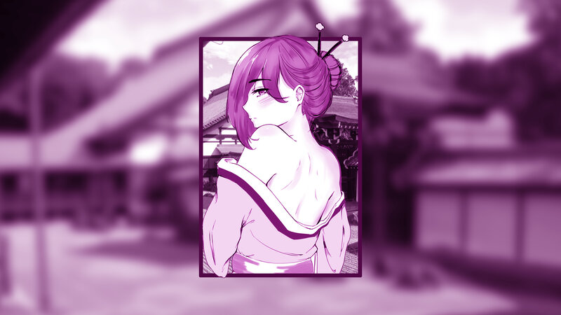 Anime Woman in Kimono — Purple, Serene, Manga