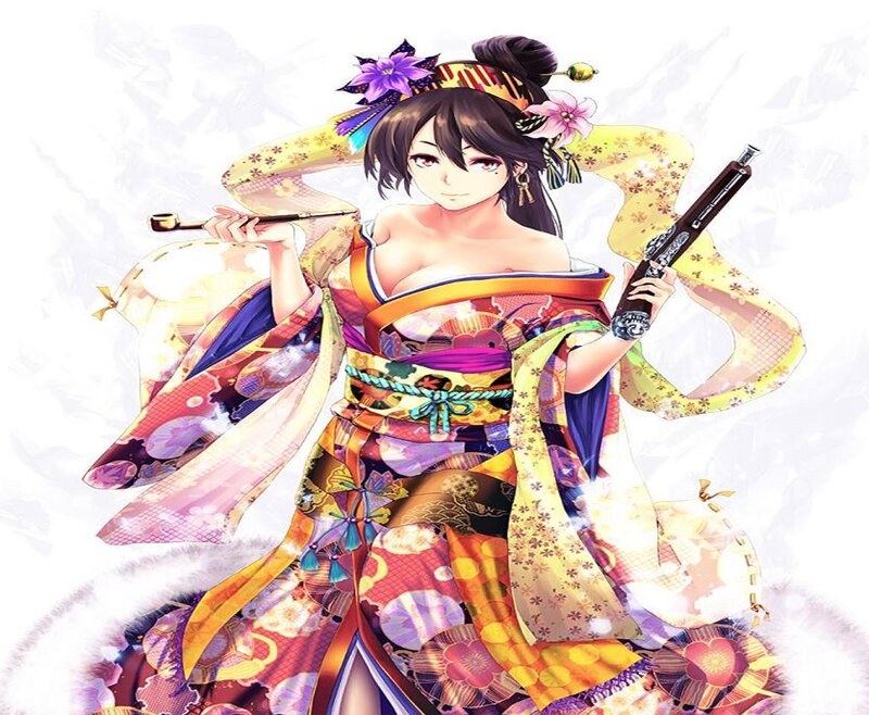 Anime Woman in Kimono — Yellow