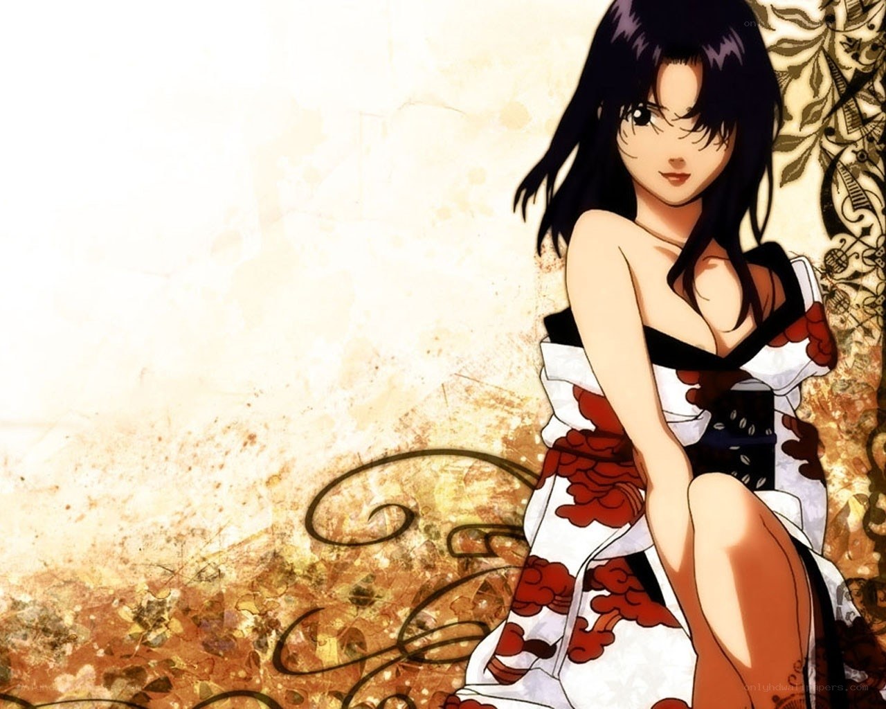 anime woman in kimono