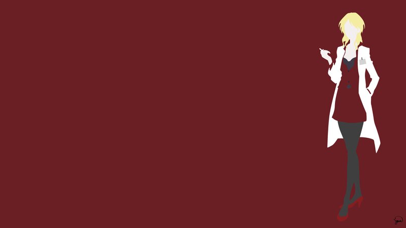 Anime Woman in Lab Coat — Maroon