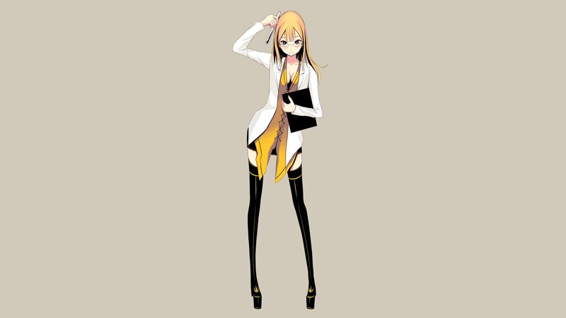 Anime Woman in Lab Coat — White