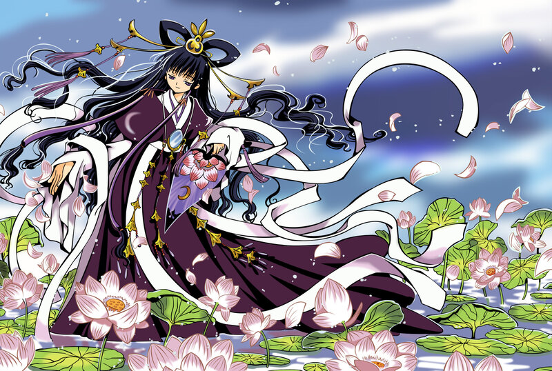 Anime Woman in Lotus Pond