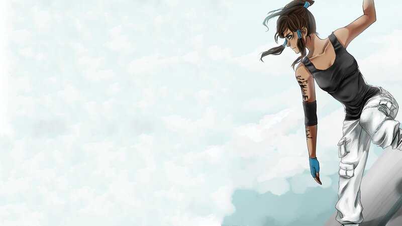 Anime Woman in Mid-air — White