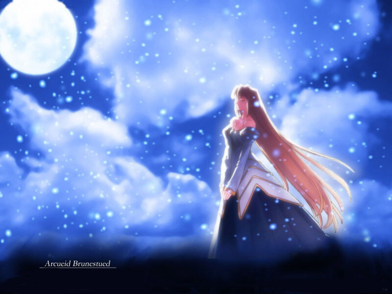 Anime Woman in Night Sky