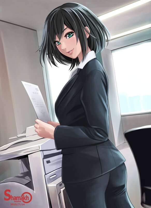 Anime Woman in Office — Black