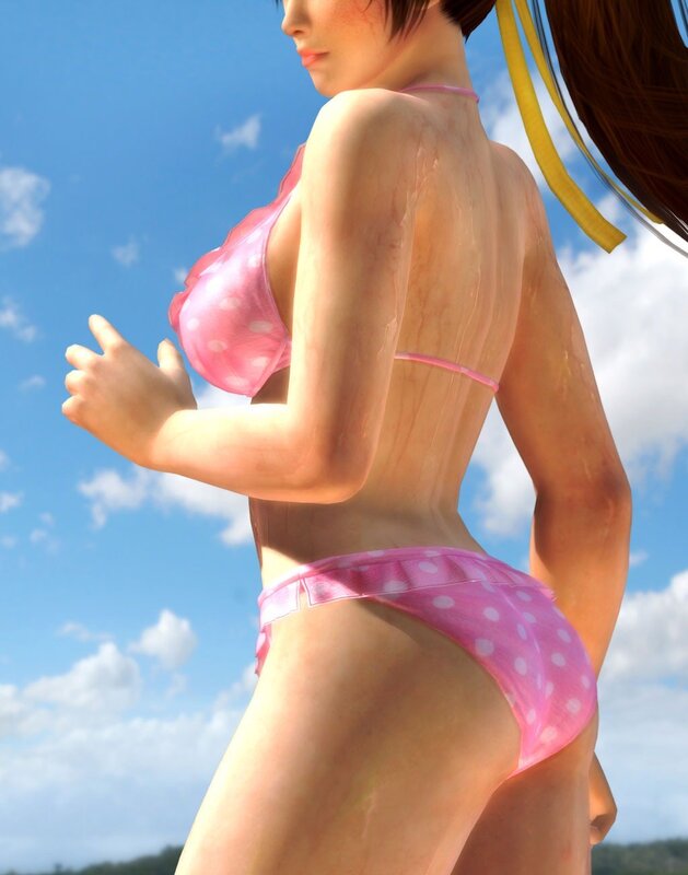 anime woman in pink bikini